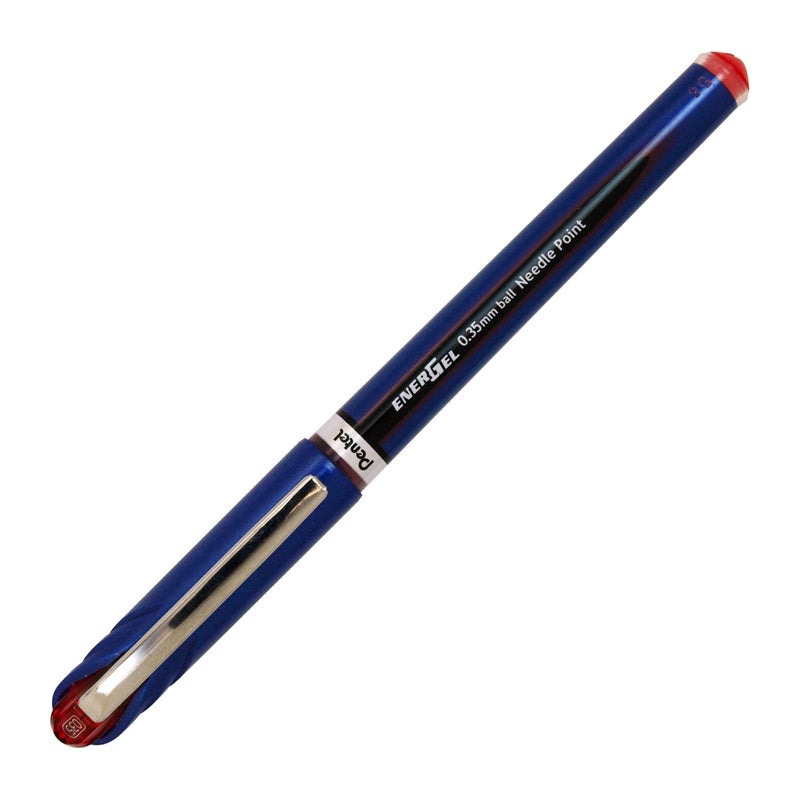 بنتل قلم حبر جاف Pentel Energel Euro، طرف إبرة 0.35 مم، حبر أحمر (BLN23-B) - Image 1